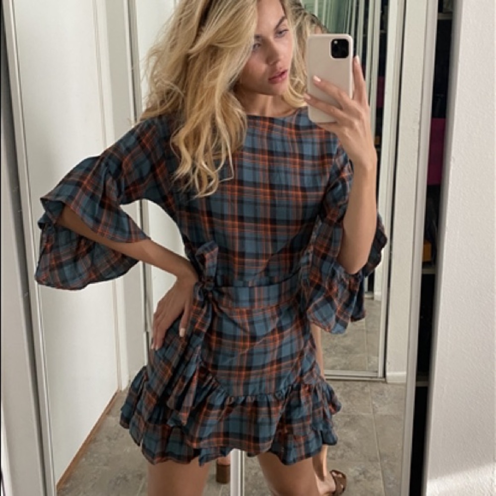 Plaid wrap dress